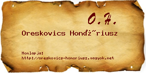 Oreskovics Honóriusz névjegykártya